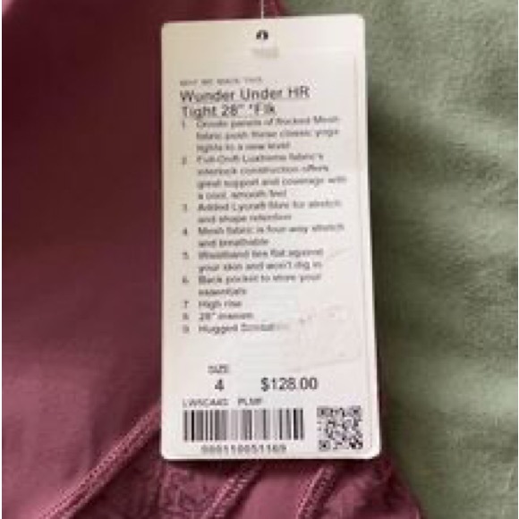 NWT Lululemon dusty pink leggings with mesh and flower stripes. - Picture 2 of 2